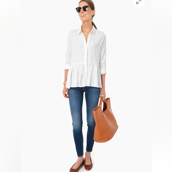 Tibi Tops - - Tibi Savanna long peplum silky shirt from Tuckernuck